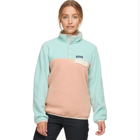 Patagonia Tops - Patagonia Synchilla pastel mint peach pullover fleece‎ ladies Small